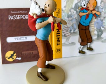 Figurine Tintin - #39 Tintin and Snowy w/ certificate + book - Official statue Moulinsart Hergé - Authentic - Rare