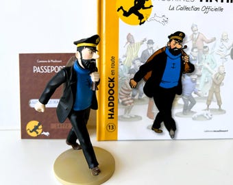 タンタンのフィギュア - #13 ハドック船長 証明書 + 本付き - ムーランサール エルジェの公式像 - 本物 - 希少