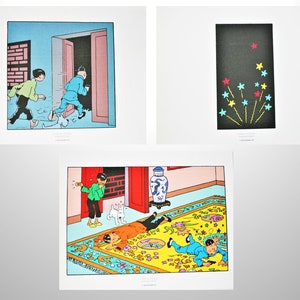 Tintin - Original lithography - 3x prints 'The Blue Lotus' - 24 x 19.5cm - Moulinsart, Hergé - Ex-libris seriegraphy