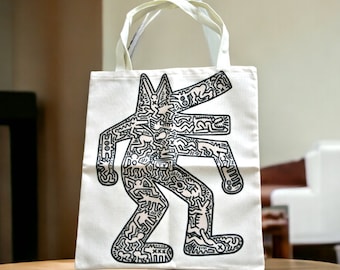 Tintín - bolsa de transporte Keith Haring Dog (bolso de mano) - 40 x 45 cm - poliéster/algodón