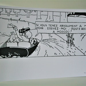 Tintin - Lithography Tintin in the land of the Soviets (Tintin in Boat) - 33 x 49cm - Special edition, numbered - Moulinsart, Hergé