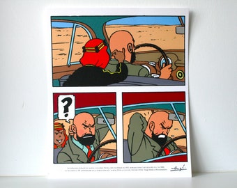 Tintin - Lithography Tintin and the land of Black Gold - 33 x 39.5cm - Seriegraphy print - Special edition, numbered - Moulinsart, Hergé
