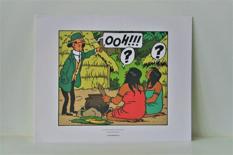 May include: A cartoon illustration of a man in a green jacket and a hat pointing at a pot with two women sitting behind it. The man is saying "Ooh!!!" and the women have question marks above their heads.