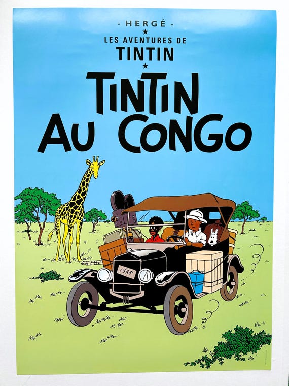 Affiche Cartonnée Tintin Grand Format 40x30 Cm – Librairie 1980
