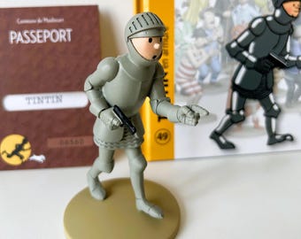 タンタンのフィギュア - #49 鎧を着た騎士タンタン 証明書 + 本付き - ムーランサール エルジェの公式像 - 本物 - 希少