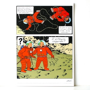 Tintin - Lithography Explorers on the moon (Tintin and Captain Haddock) - 33 x 49cm - Special edition, numbered - Moulinsart, Hergé