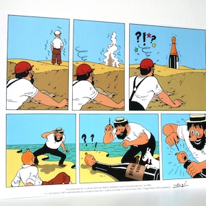 Tintin - Lithography Tintin Crab with Golden Claws (Captain Haddock and Tintin) - 33 x 43cm - Special edition, numbered - Moulinsart, Hergé