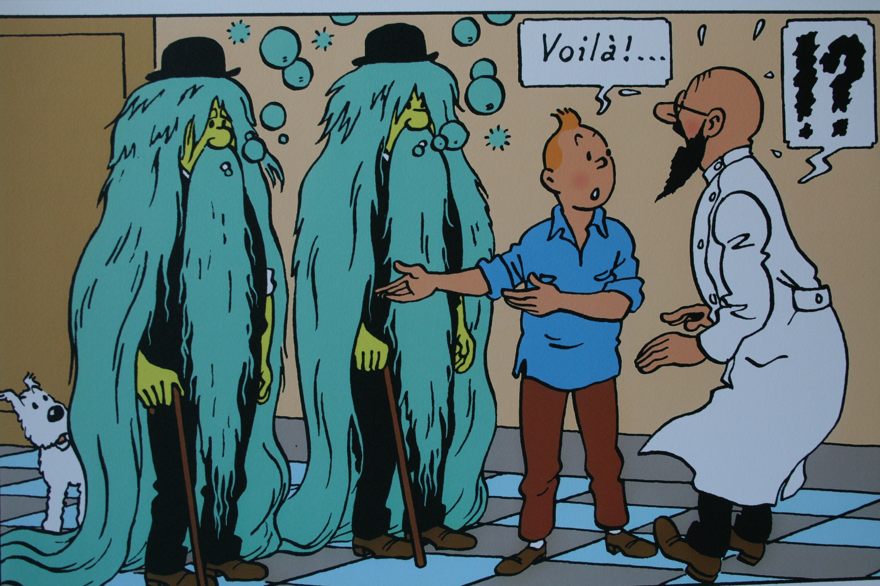 Kuifje Lithografie Kuifje, Bobbie En Haddock in Het Land Van Het Zwarte