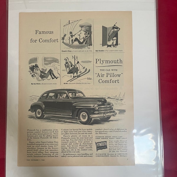 1948 Plymouth Car Ad from Time Magazine