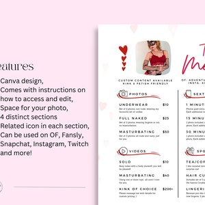 Editable Onlyfans Tip Menu | Only Fans Menu, Creator Menu Template, OF ...