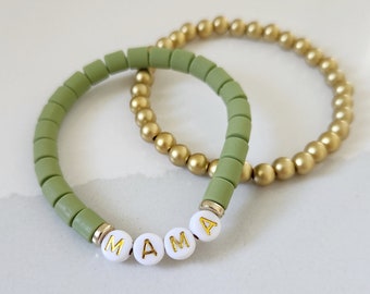 Mama Bracelet Mom Personalized Bead Bracelet Mom Christmas Gift Name Bracelets Dog Mom Name Bracelet Kids Name Beaded Bracelet