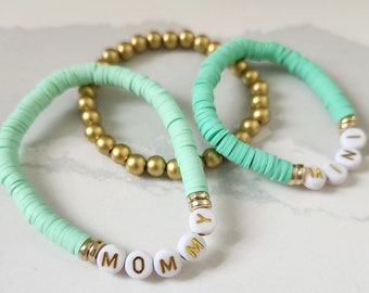 Mommy And Me Bracelet Mama Mini Bracelet Personalized Mom Bracelet Christmas Gift Black Friday Beaded Momma Bracelets Mimi Bracelet Gigi