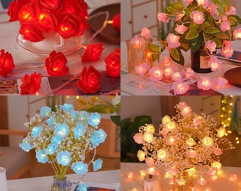 LED Rose Light Flashing Light String-Bedroom Decoration-Flower  Lights-Party Wedding Room Romantic Light String-Valentine's Day Decor Light