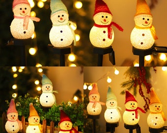 Solar-powered Snowman Stake Lights-Christmas Garden Decor Light-Outdoor Waterproof Lawn Light-Stake Lights-Christmas Lights-Christmas Decor