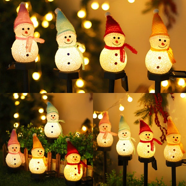 Solar-powered Snowman Stake Lights-Christmas Garden Decor Light-Outdoor Waterproof Lawn Light-Stake Lights-Christmas Lights-Christmas Decor