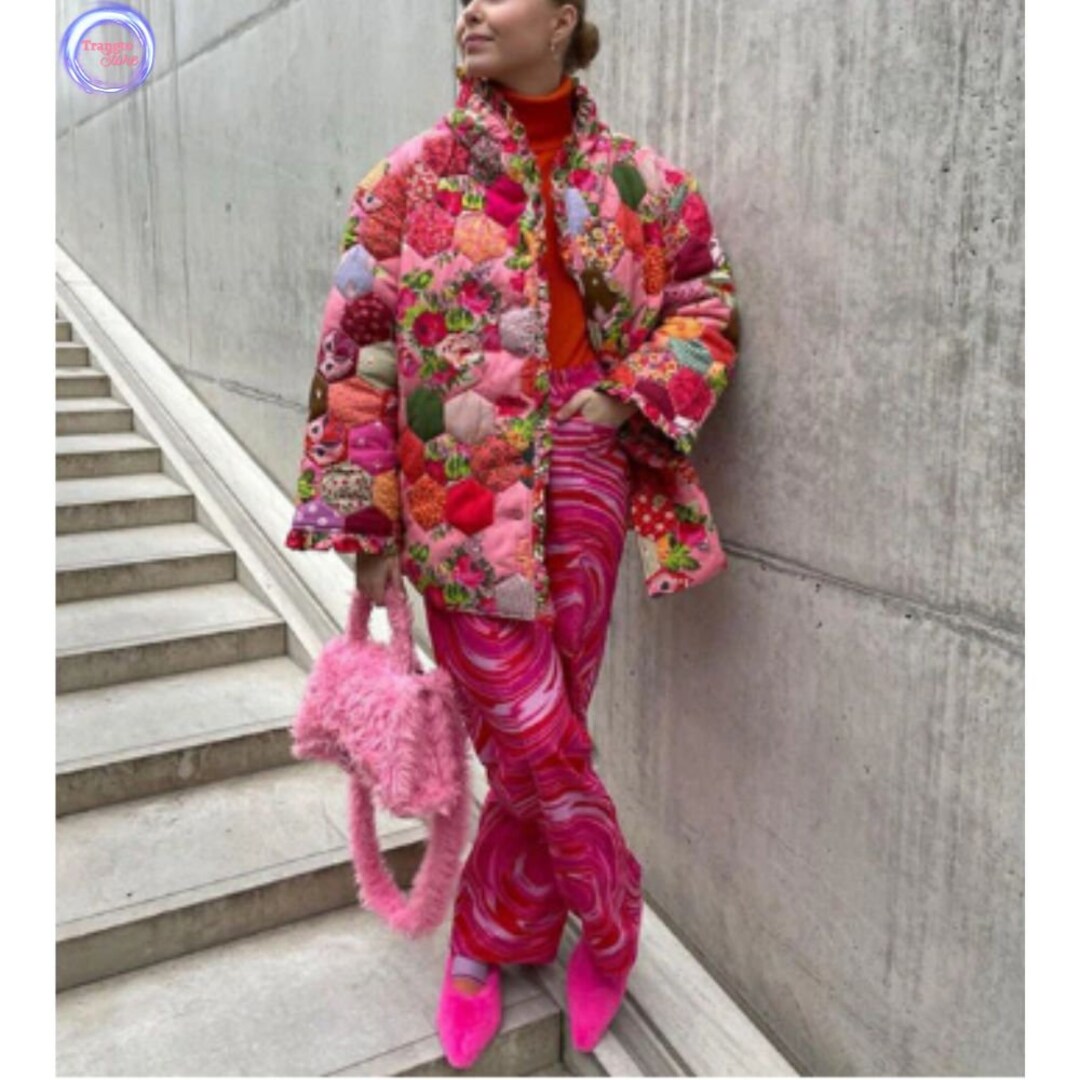 Floral Buffalo Women's Stand Collar Padded Jacket