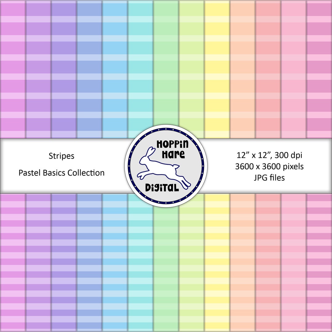 Digital Paper Pack - Stripes - Seamless Pattern Papers - Pastel Colors ...