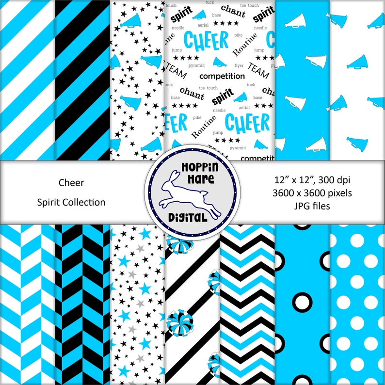 Cheer Digital Paper Pack Cheerleading Scrapbooking Papers Etsy
