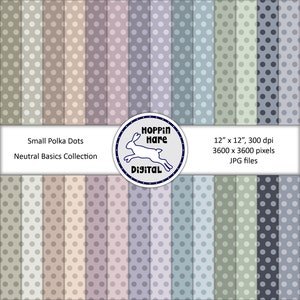 Polka Dot Digital Paper Pack - Polka Dots - Spots Circles - Seamless Pattern Papers - Neutral Colors