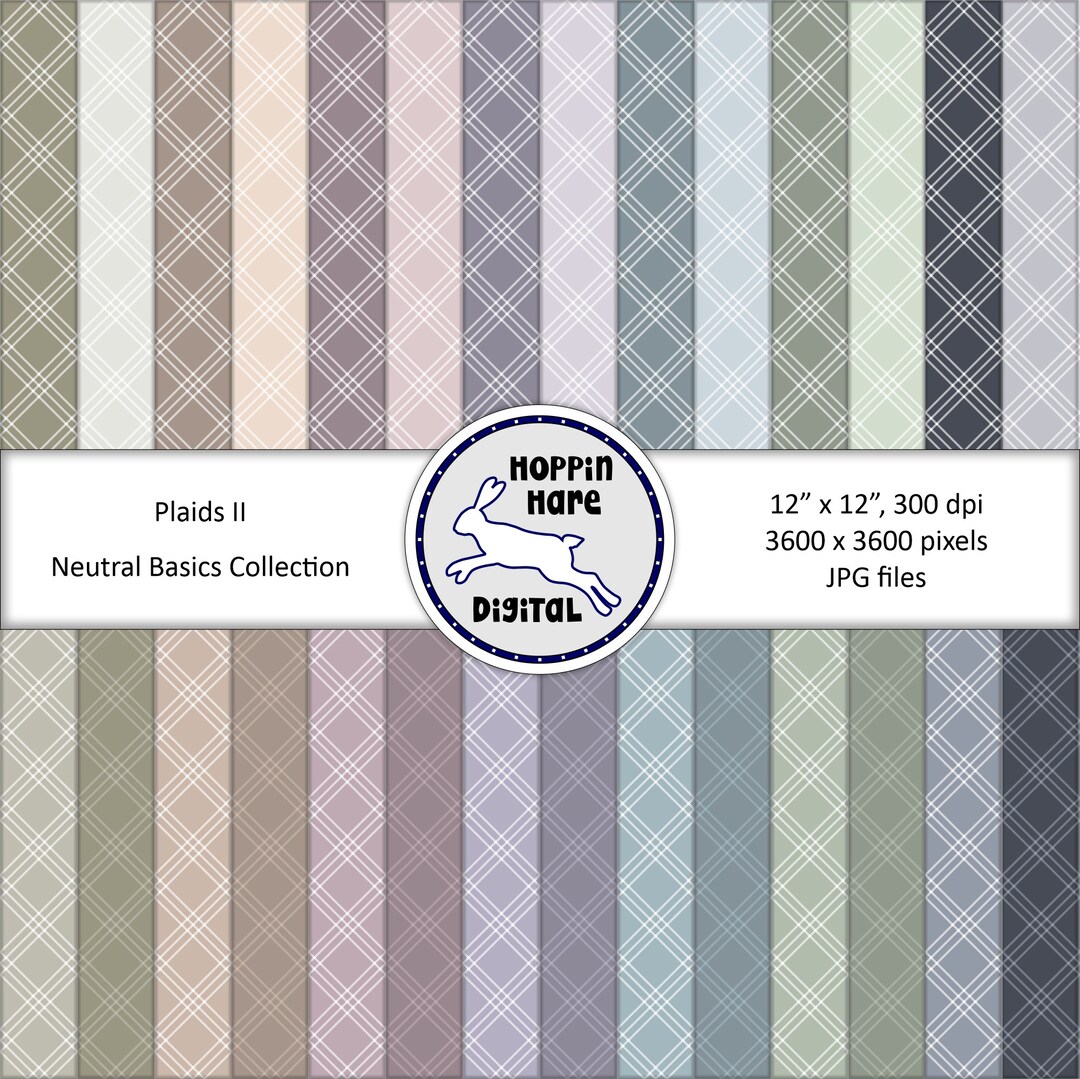 Plaid Digital Paper Pack - Seamless Pattern Papers - Neutral Colors - Etsy