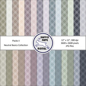 Plaid Digital Paper Pack - Seamless Pattern Papers - Neutral Colors