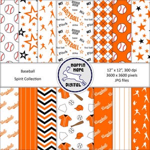 May include: A set of 10 digital baseball themed scrapbook papers. The papers feature a variety of designs, including baseballs, stars, bats, and baseball jerseys. The papers are 12 inches by 12 inches and 300 dpi.