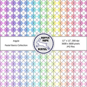Argyle Digital Paper Pack - Naadloos patroonpapier - pastelkleuren