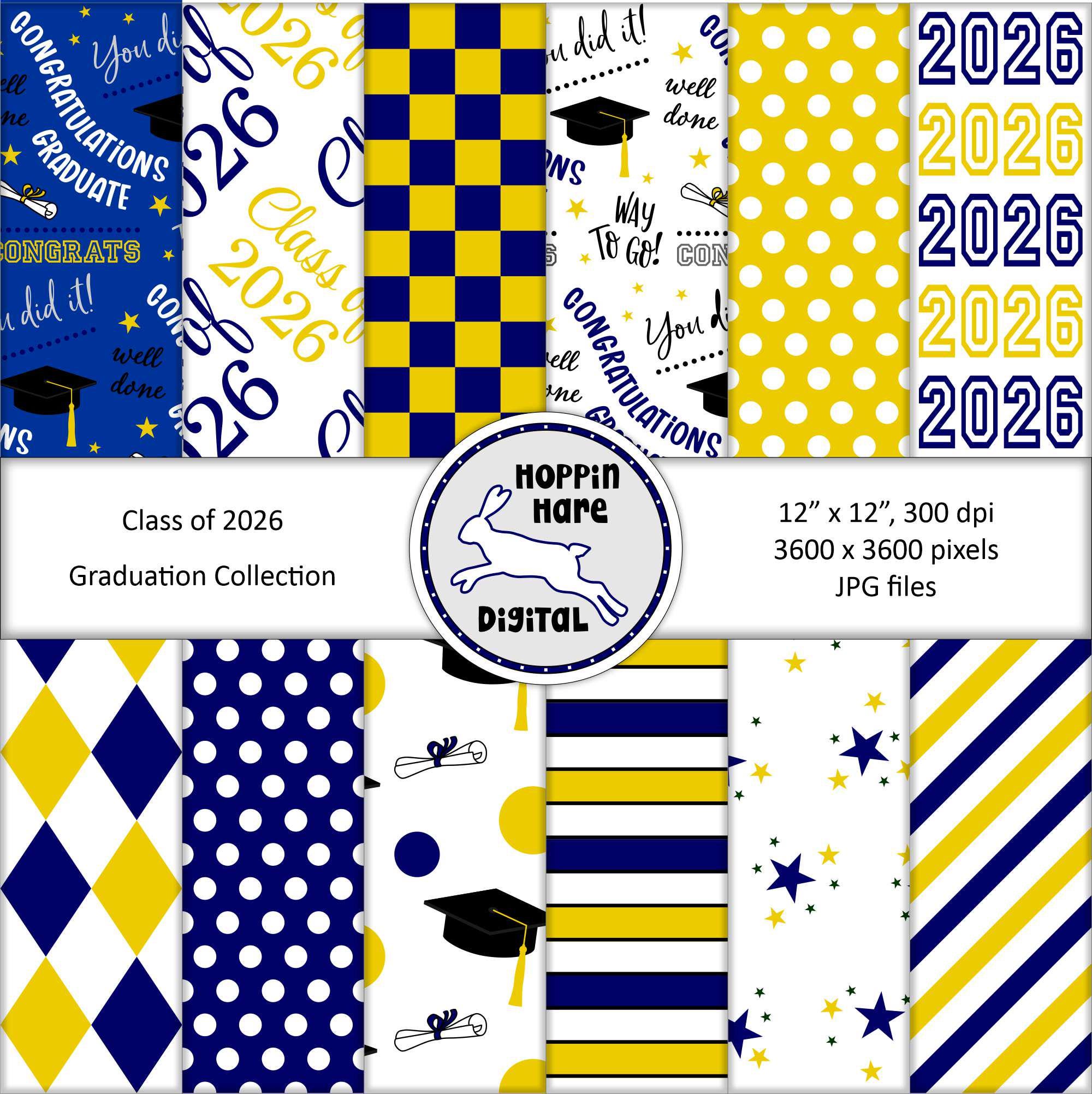 Graduation Paper Design Graduation Digital Paper Pack - Scrapbooking Papers - Class of 2026 ...