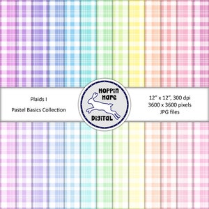 Pacote de papel digital xadrez - papéis com padrão sem costura - cores pastel