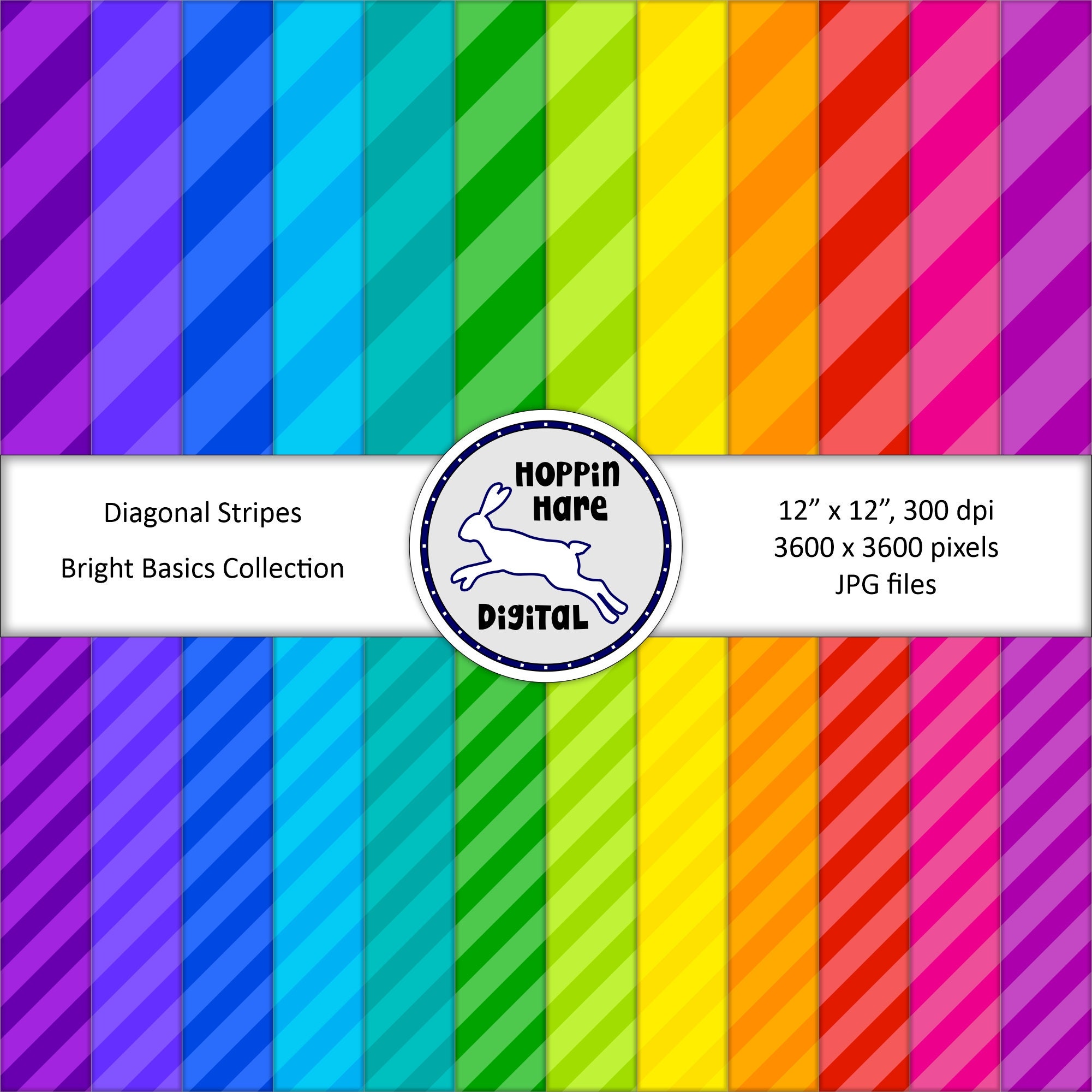 Digital Paper Pack - Diagonal Stripes - Seamless Pattern Papers ...