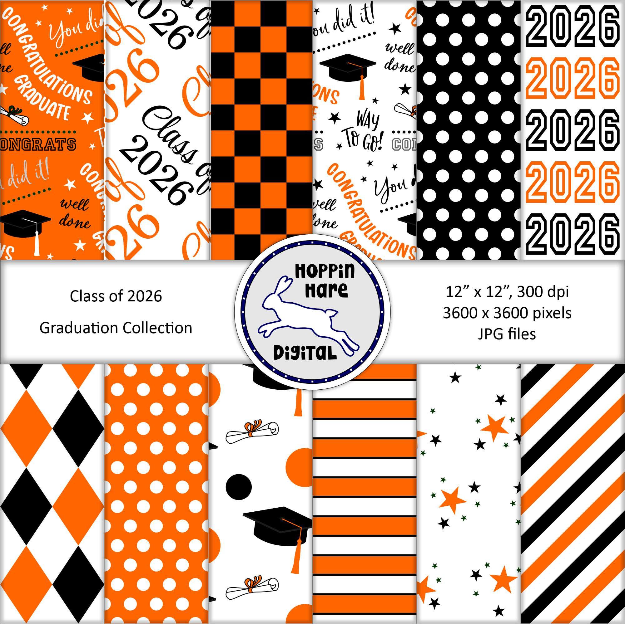 Graduation Digital Paper Pack - Scrapbooking Papers - Class of 2026 ...