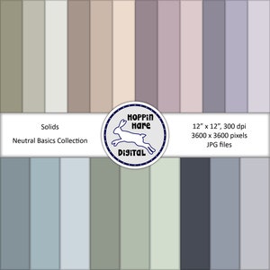 Pacote de papel digital de sólidos neutros - Papéis sólidos - Cores neutras