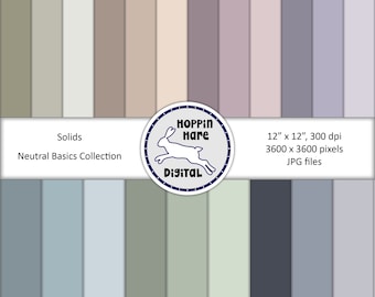 Neutral Solids Digital Paper Pack - Solid Papers - Neutral Colors