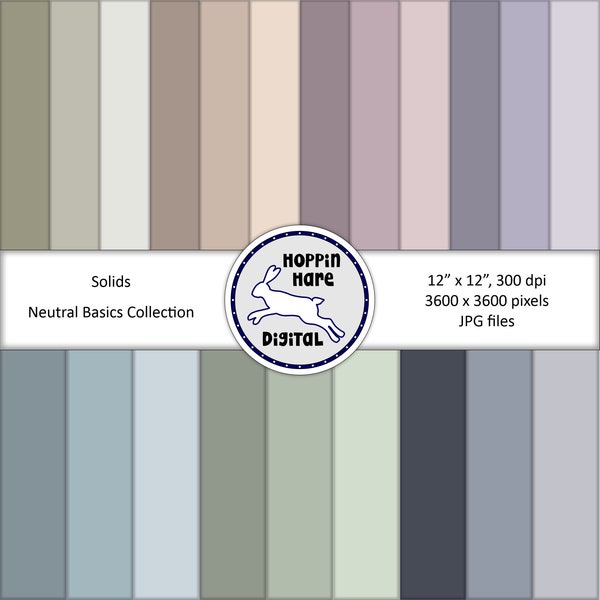 Neutral Solids Digital Paper Pack - Solid Papers - Neutral Colors