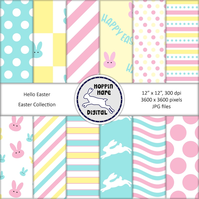 Easter Digital Paper Pack - Scrapbooking Papers - Pastel Blue Pink ...