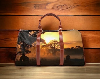 Wasserdichte Sonnenaufgangs-Reisetasche: Übergroße PU-Leder-Reisetasche