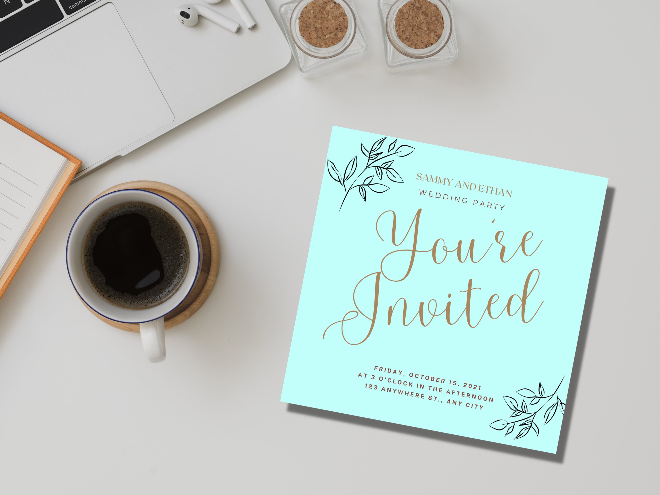 Editable Tiffany Blue Wedding Invitation Etsy