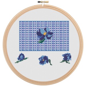 Blue Rose Pattern Cross Stitch Blue Cross Stitch Wild - Etsy