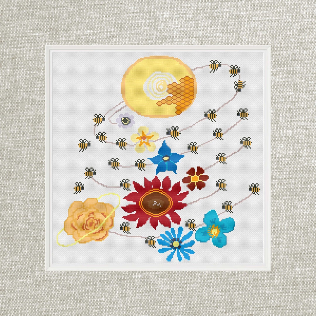 Honeybee Cross Stitch Pattern Solar System Cross Etsy