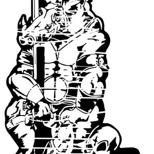 Puede incluir: Ilustración en blanco y negro de un guerrero sosteniendo una espada y un escudo. El guerrero lleva armadura y un casco. El guerrero está arrodillado y mirando hacia abajo.