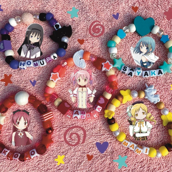 Puella Magi Madoka Magica Kandi Pony Bracelet Singles- Madoka, Homura, Sayaka, Mami, Kyouko, Kyubey