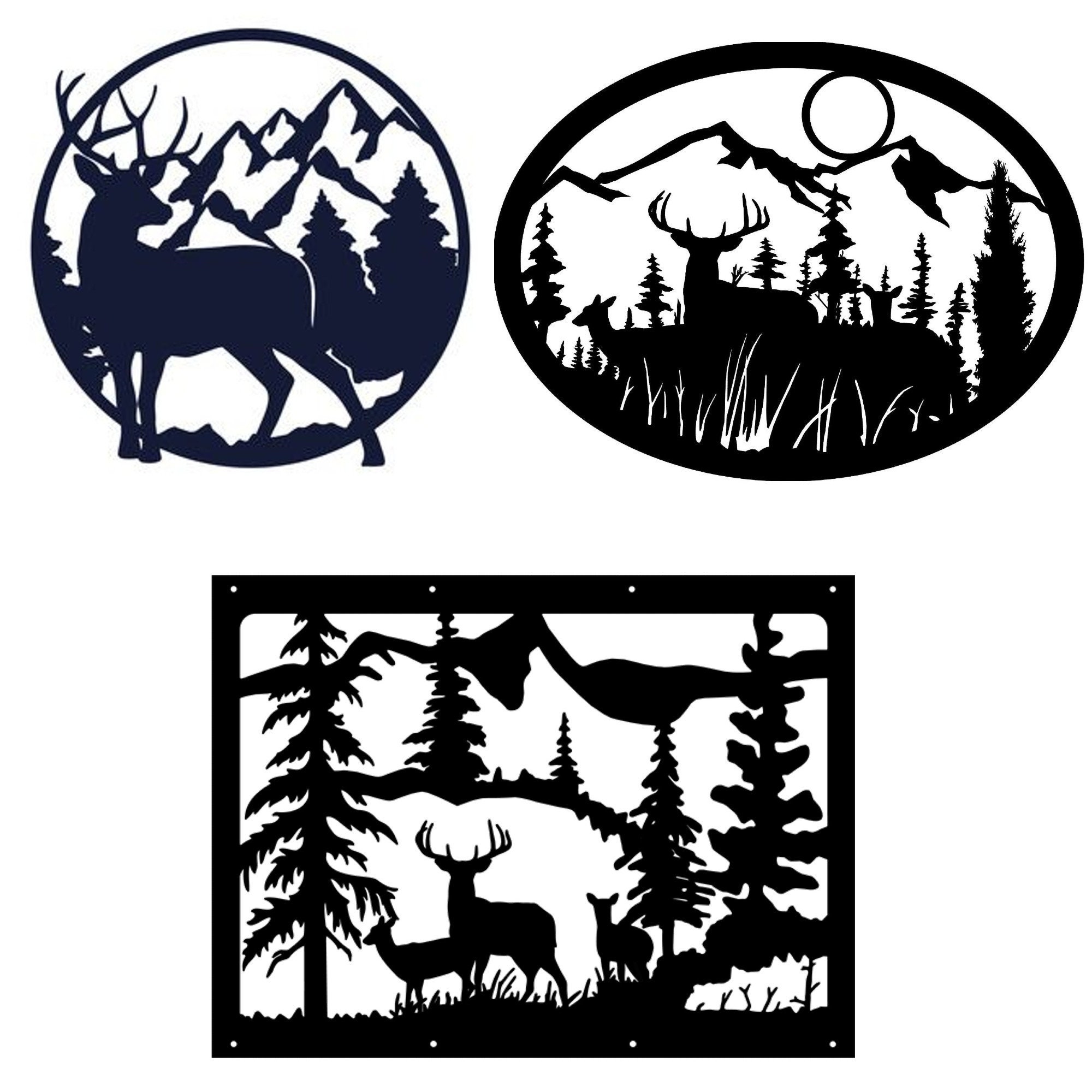 Wildlife Scene Deer 3 PC Bundle - DXF / SVG File for Plasma, Laser ...