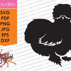 Silkie Chicken SVG, Silkie Silhouette, Silkie Outline, Silkie SVG, Silkie Cut File, Fluffy Butt, Silky, Chicken