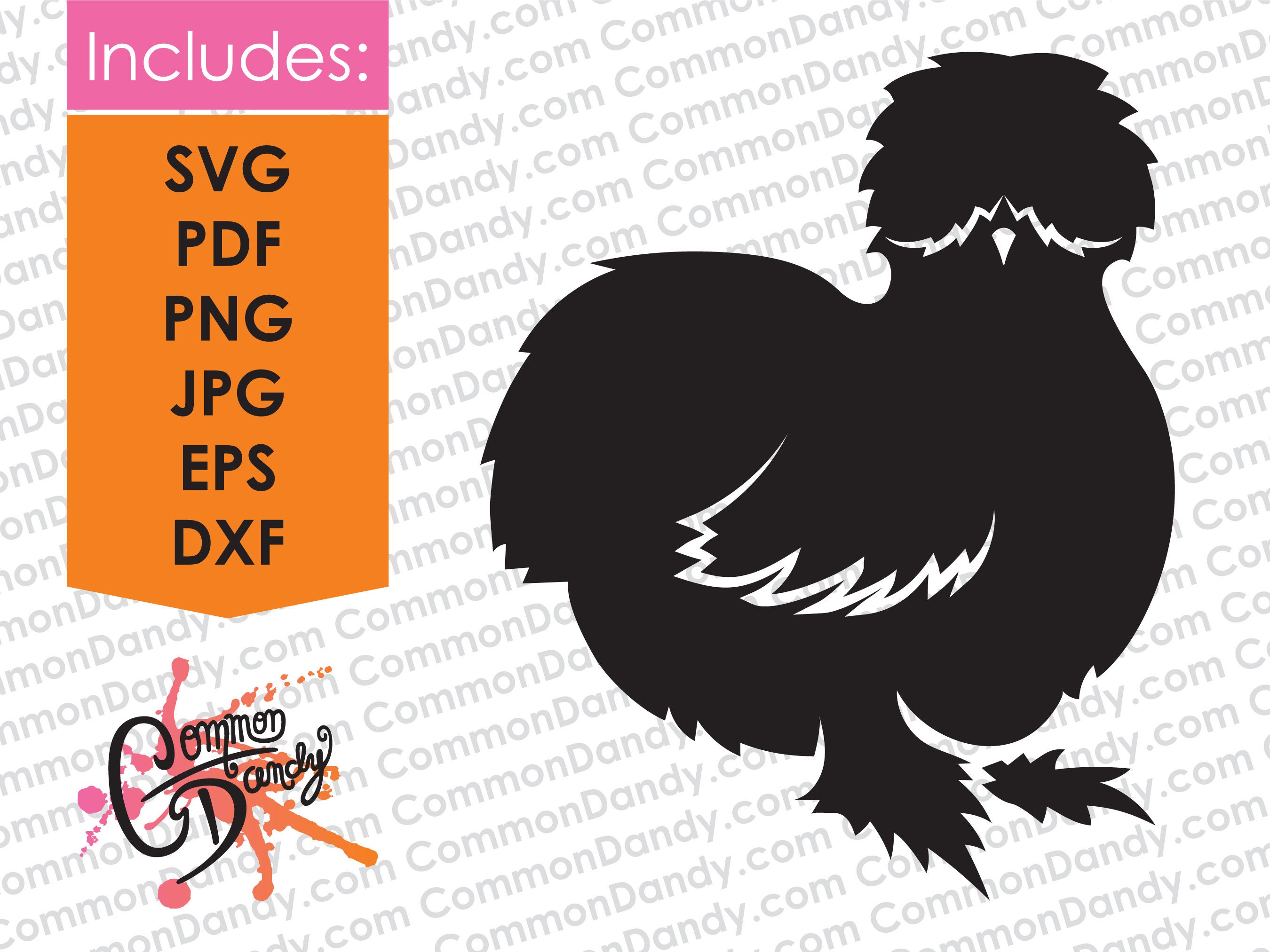 Silkie Chicken SVG, Silkie Silhouette, Silkie Outline, Silkie SVG