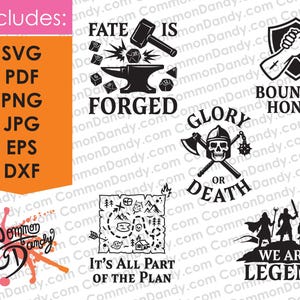 RPG Bundle SVG, Funny RPG Quotes, Hero Silhouettes, Role-Playing Game, Tabletop Game, Dice, D20, Fantasy Adventure Quotes
