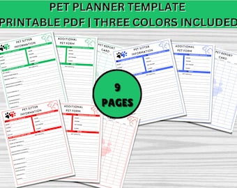 Pet Sitter Information Sheet Report Card: Dog & Cat Care Template (Digital Download)
