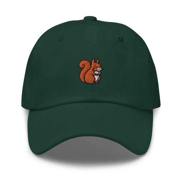 Squirrel Dad Hat, Embroidered Baseball Cap, Adjustable Baseball Hat, Cute Unisex Hat, Squirrel Hat
