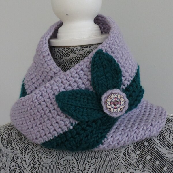 Lavender and Teal Mobius Twist Scarf/infinity/cowl/crocheted/handmade/Valentine’s/birthday/gift idea/holiday, free shipping