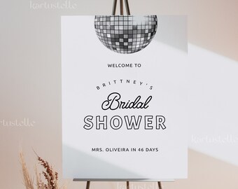 Disco bridal shower welcome sign template, retro bridal shower poster, disco ball bridal shower sign, 70's sparkle funky hippie 0245