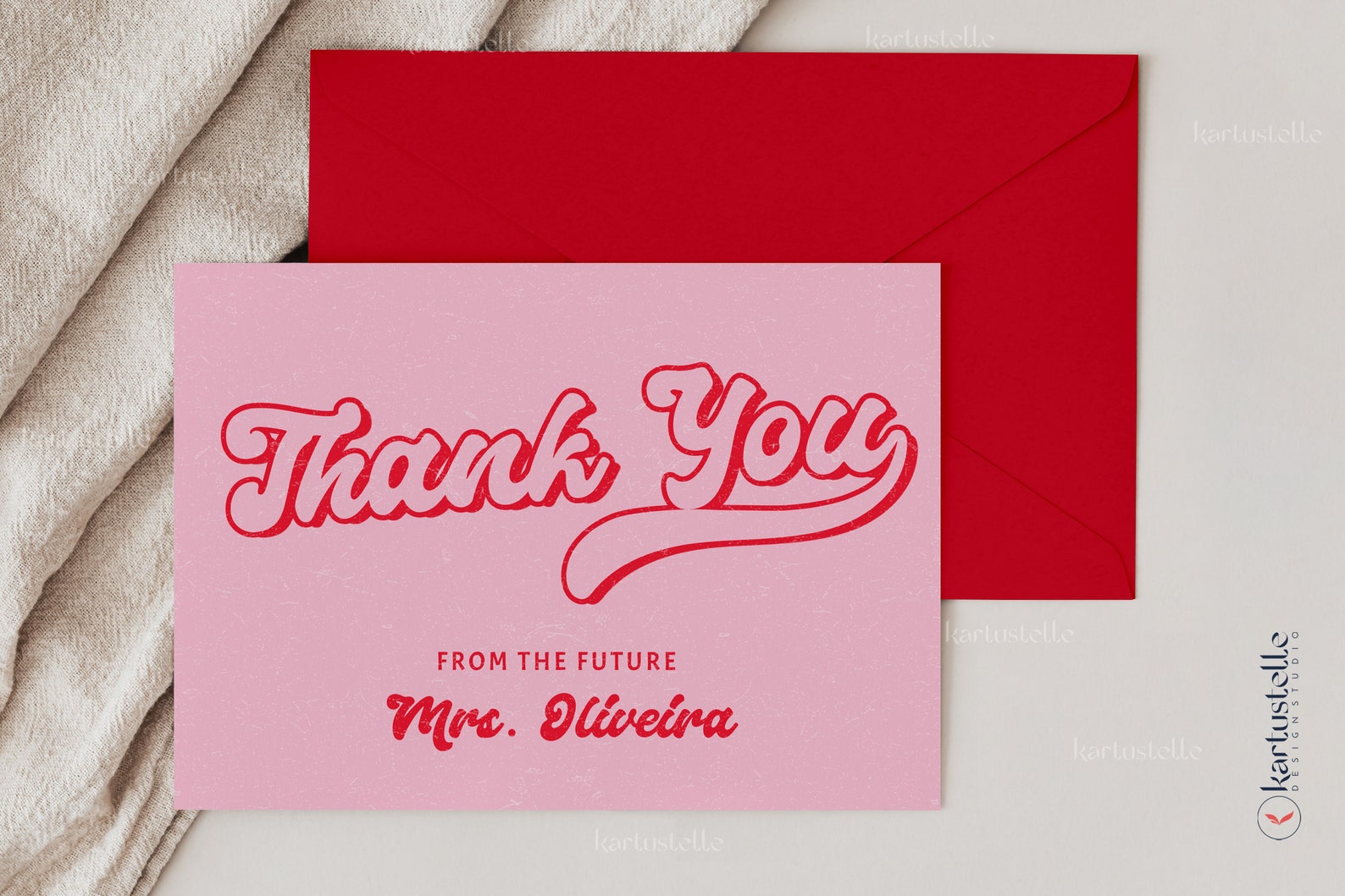 Red Pink Thank You Card Template Red and Pink Bridal Shower Etsy